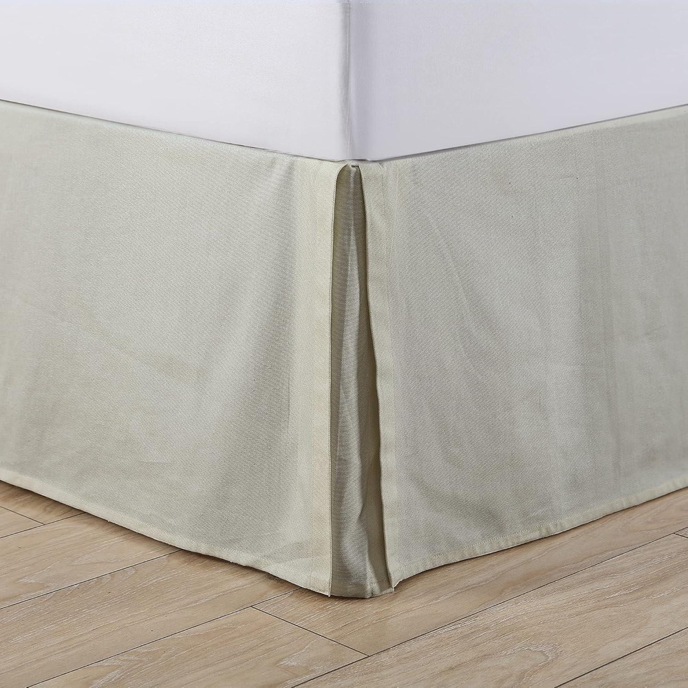 Croscill Lillith King Bed Skirt‎ Ecru Cotton Tailored Box Pleat 79x82 NEW